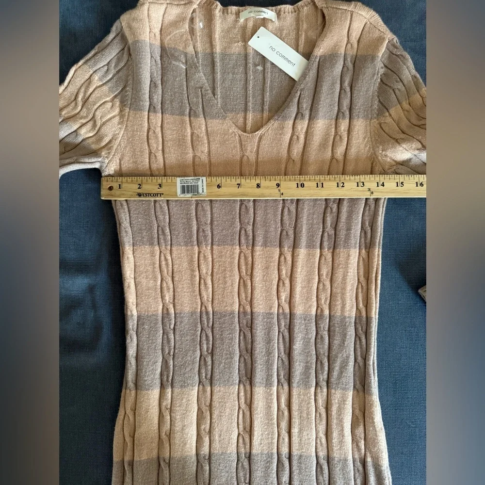 No comment Womens Sweater Dress S Brown Striped Long Sleeve Maxi V Neck New Fall